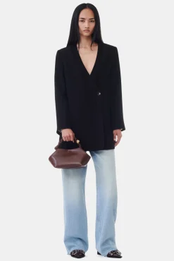 GANNI Dresstoff | Sett<Viscose Boxy-blazer Black