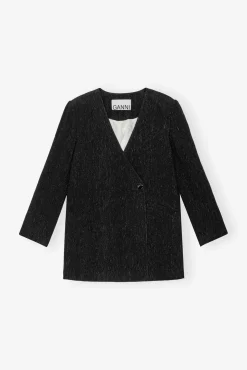 GANNI Dresstoff | Sett<Viscose Boxy-blazer Black