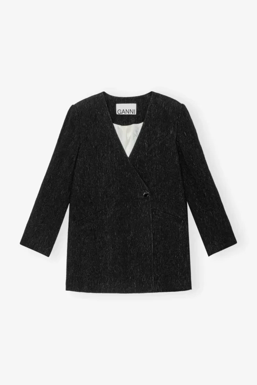 GANNI Dresstoff | Sett<Viscose Boxy-blazer Black