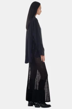 GANNI Topper<Viscose Habotai Oversized-skjorte Black