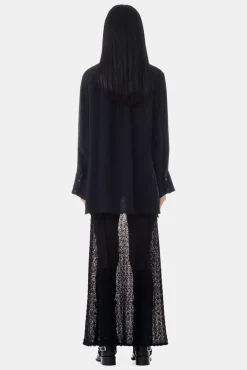 GANNI Topper<Viscose Habotai Oversized-skjorte Black