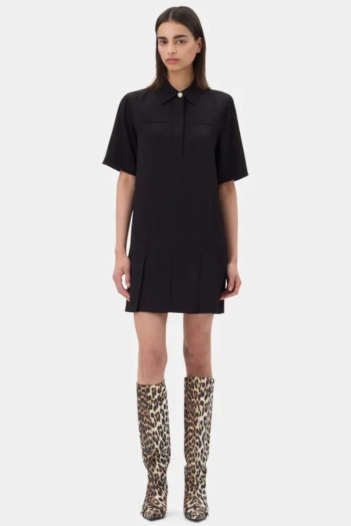 GANNI Plus Size Klær | Festklær<Viscose Twill Mini-kjole Black