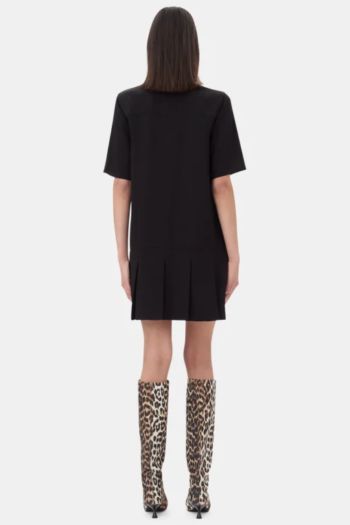 GANNI Plus Size Klær | Festklær<Viscose Twill Mini-kjole Black