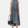 GANNI Kjoler<Blue Cotton Poplin Open Back Midi-kjole SkyCaptain