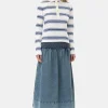 GANNI Ganni Exclusives | Skjørt<Blue Cotton Poplin Smock-skjørt SkyCaptain