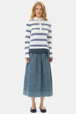 GANNI Ganni Exclusives | Skjørt<Blue Cotton Poplin Smock-skjørt SkyCaptain