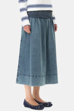 GANNI Ganni Exclusives | Skjørt<Blue Cotton Poplin Smock-skjørt SkyCaptain