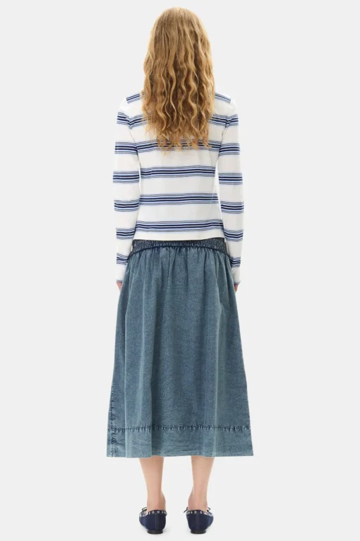 GANNI Ganni Exclusives | Skjørt<Blue Cotton Poplin Smock-skjørt SkyCaptain