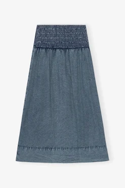 GANNI Ganni Exclusives | Skjørt<Blue Cotton Poplin Smock-skjørt SkyCaptain