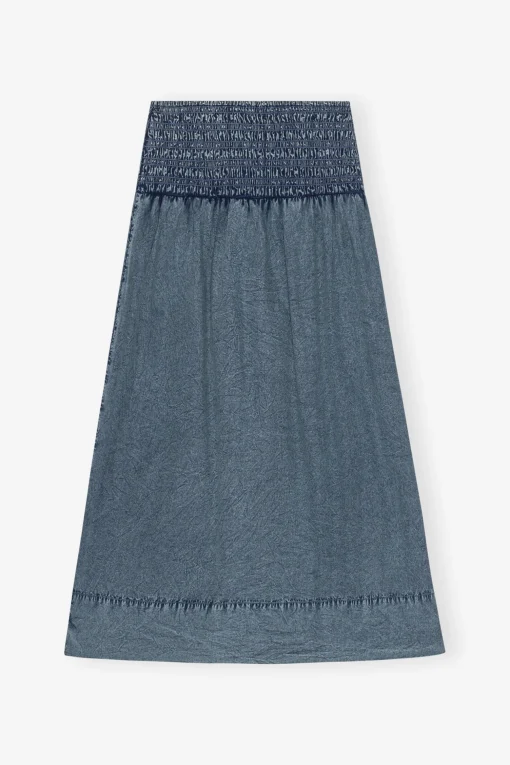 GANNI Ganni Exclusives | Skjørt<Blue Cotton Poplin Smock-skjørt SkyCaptain