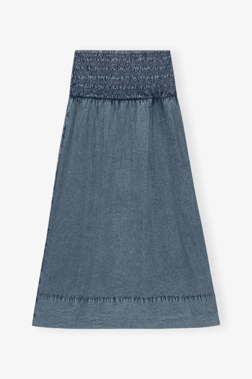 GANNI Ganni Exclusives | Skjørt<Blue Cotton Poplin Smock-skjørt SkyCaptain