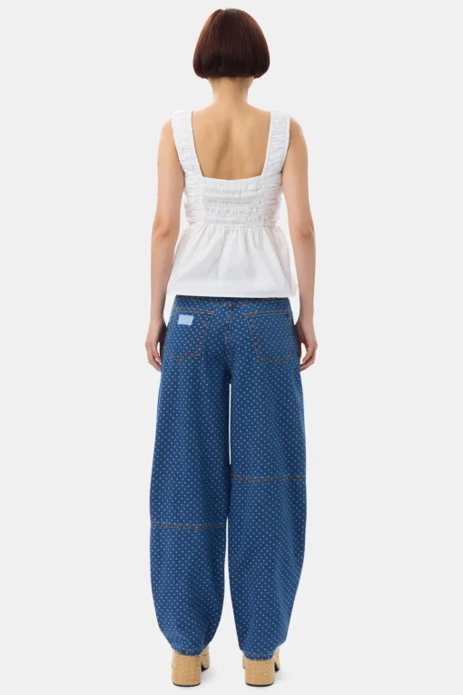 GANNI Jeans | Denimklær<Blue Jacquard Denim Stary-jeans MidBlueStone
