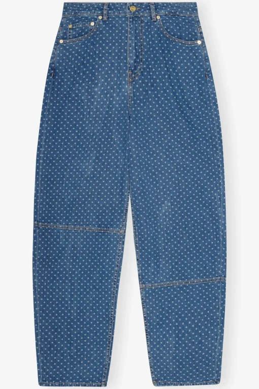 GANNI Jeans | Denimklær<Blue Jacquard Denim Stary-jeans MidBlueStone