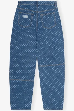 GANNI Jeans | Denimklær<Blue Jacquard Denim Stary-jeans MidBlueStone
