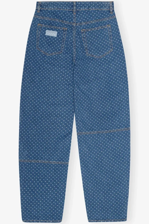 GANNI Jeans | Denimklær<Blue Jacquard Denim Stary-jeans MidBlueStone