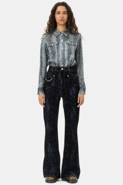 GANNI Ganni Exclusives | Topper<Blue Snake Printed-skjorte CelestialBlue