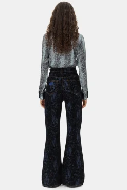 GANNI Ganni Exclusives | Topper<Blue Snake Printed-skjorte CelestialBlue