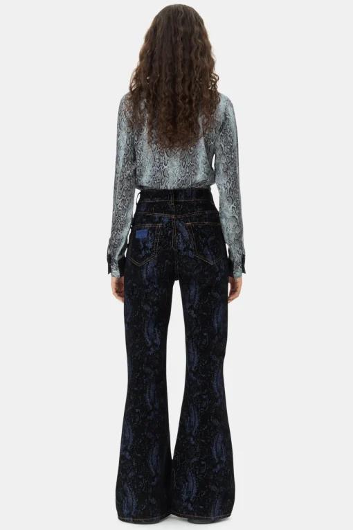 GANNI Ganni Exclusives | Topper<Blue Snake Printed-skjorte CelestialBlue