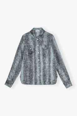 GANNI Ganni Exclusives | Topper<Blue Snake Printed-skjorte CelestialBlue