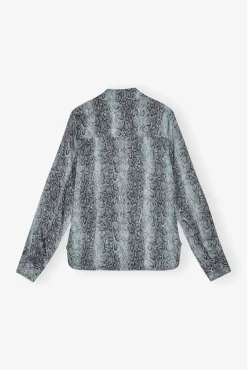 GANNI Ganni Exclusives | Topper<Blue Snake Printed-skjorte CelestialBlue