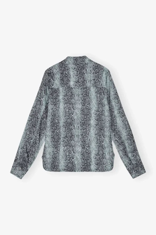 GANNI Ganni Exclusives | Topper<Blue Snake Printed-skjorte CelestialBlue