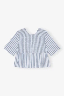 GANNI Ganni Exclusives | Topper<Blue Stripe Cotton Smock-bluse Egret