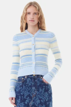 GANNI Strikkeplagg<Blue Stripe-cardigan Skyway