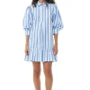 GANNI Kjoler<Blue Striped Cotton Mini Shirt-kjole SilverLakeBlue