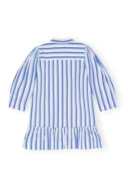 GANNI Kjoler<Blue Striped Cotton Mini Shirt-kjole SilverLakeBlue