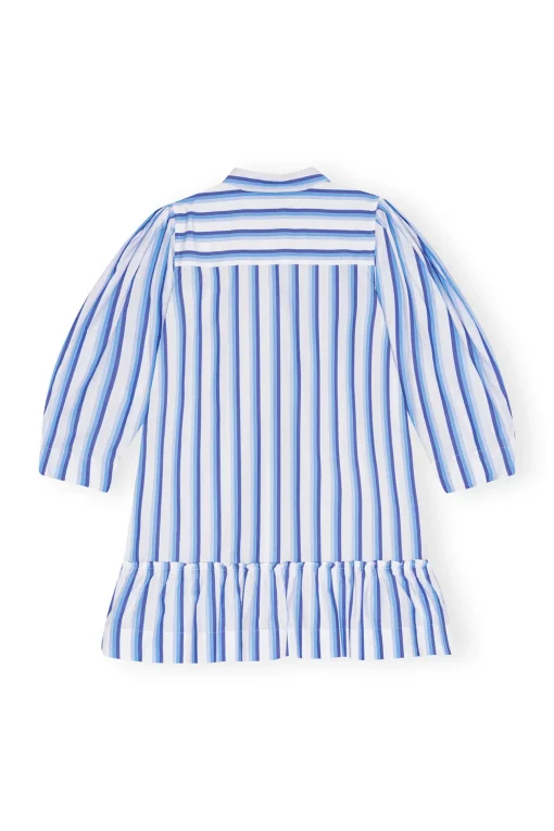 GANNI Kjoler<Blue Striped Cotton Mini Shirt-kjole SilverLakeBlue