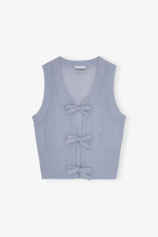 GANNI Ganni Exclusives | Strikkeplagg<Blue Tie String-vest Heather