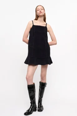 GANNI Fabrics Of The Future | Sett<Blue Washed Corduroy Strap Mini-kjole SkyCaptain