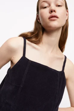 GANNI Fabrics Of The Future | Sett<Blue Washed Corduroy Strap Mini-kjole SkyCaptain