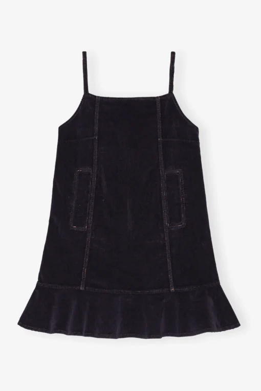GANNI Fabrics Of The Future | Sett<Blue Washed Corduroy Strap Mini-kjole SkyCaptain
