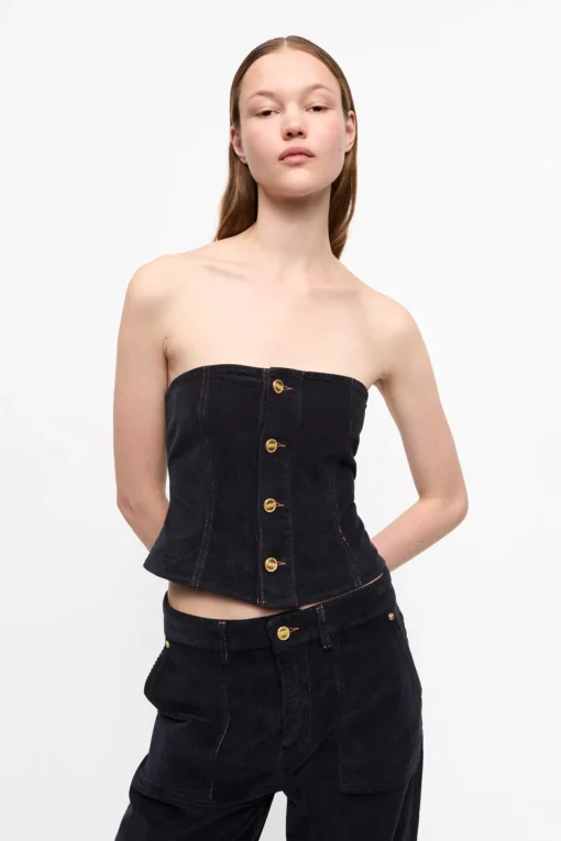 GANNI Fabrics Of The Future | Sett<Blue Washed Corduroy-topp SkyCaptain