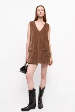 GANNI Ganni Exclusives | Sett<Brown Corduroy Mini-kjole RainDrum