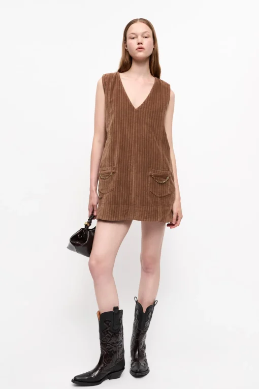 GANNI Ganni Exclusives | Sett<Brown Corduroy Mini-kjole RainDrum
