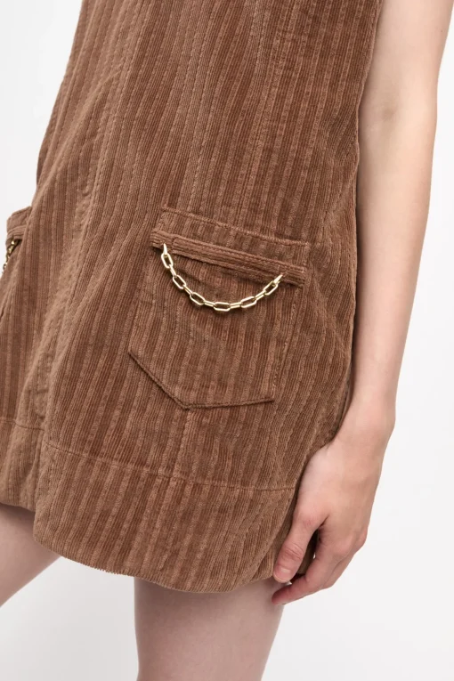 GANNI Ganni Exclusives | Sett<Brown Corduroy Mini-kjole RainDrum