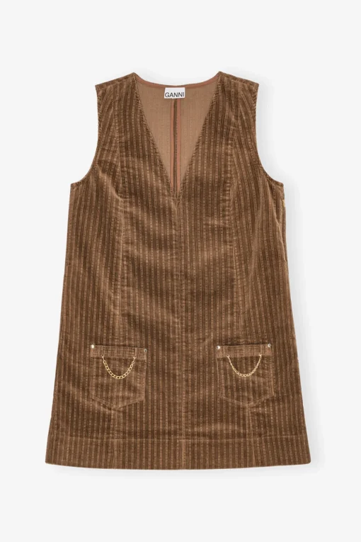 GANNI Ganni Exclusives | Sett<Brown Corduroy Mini-kjole RainDrum