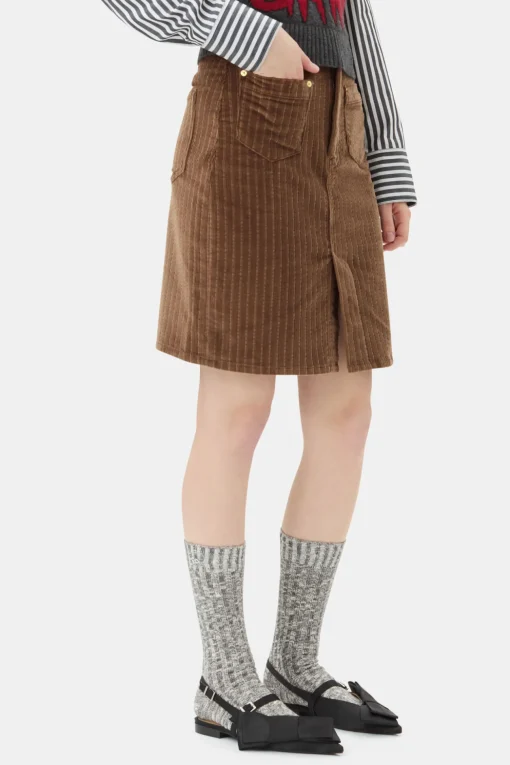 GANNI Sett | Skjørt<Brown Corduroy-skjørt RainDrum