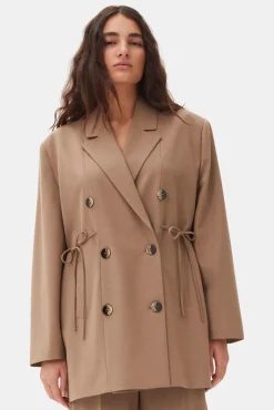 GANNI Trending Now | Dresstoff<Brown Drapey Melange Oversized-blazer Tiger'sEye