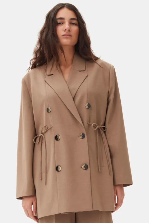 GANNI Trending Now | Dresstoff<Brown Drapey Melange Oversized-blazer Tiger'sEye