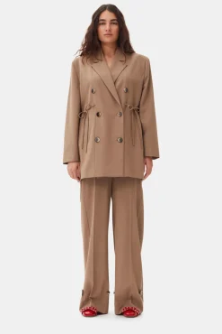 GANNI Trending Now | Dresstoff<Brown Drapey Melange Oversized-blazer Tiger'sEye