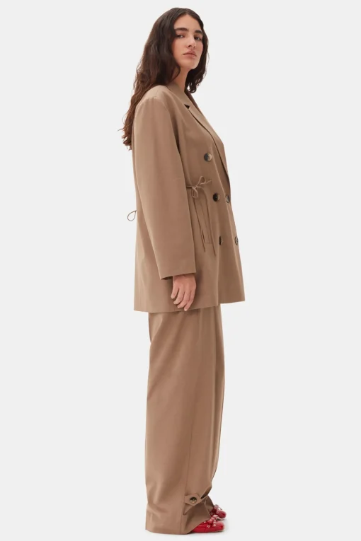 GANNI Trending Now | Dresstoff<Brown Drapey Melange Oversized-blazer Tiger'sEye