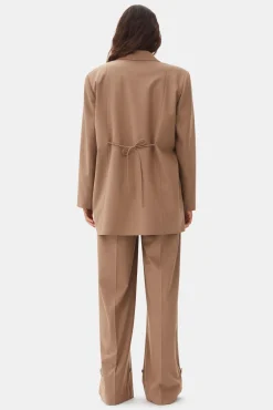 GANNI Trending Now | Dresstoff<Brown Drapey Melange Oversized-blazer Tiger'sEye