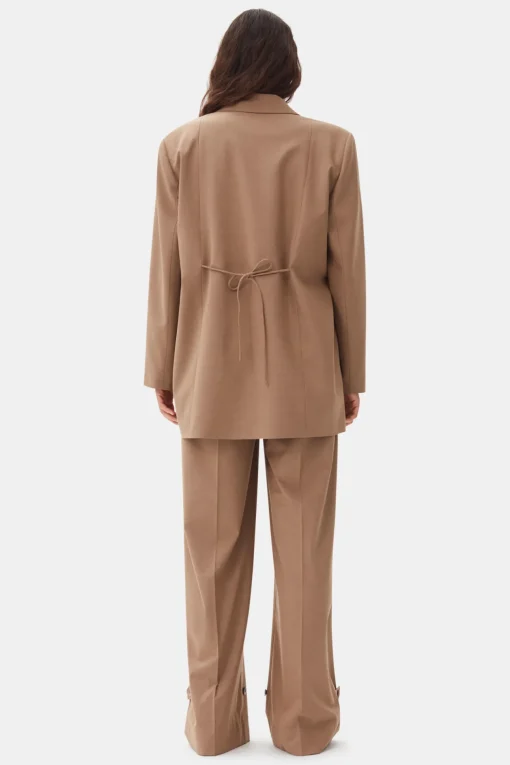 GANNI Trending Now | Dresstoff<Brown Drapey Melange Oversized-blazer Tiger'sEye