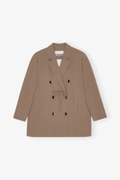 GANNI Trending Now | Dresstoff<Brown Drapey Melange Oversized-blazer Tiger'sEye