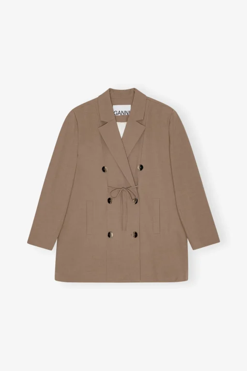 GANNI Trending Now | Dresstoff<Brown Drapey Melange Oversized-blazer Tiger'sEye