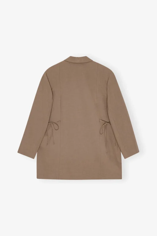GANNI Trending Now | Dresstoff<Brown Drapey Melange Oversized-blazer Tiger'sEye