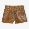 GANNI Sett | Denimklær<Brown Foil Denim Mini-shorts Cognac